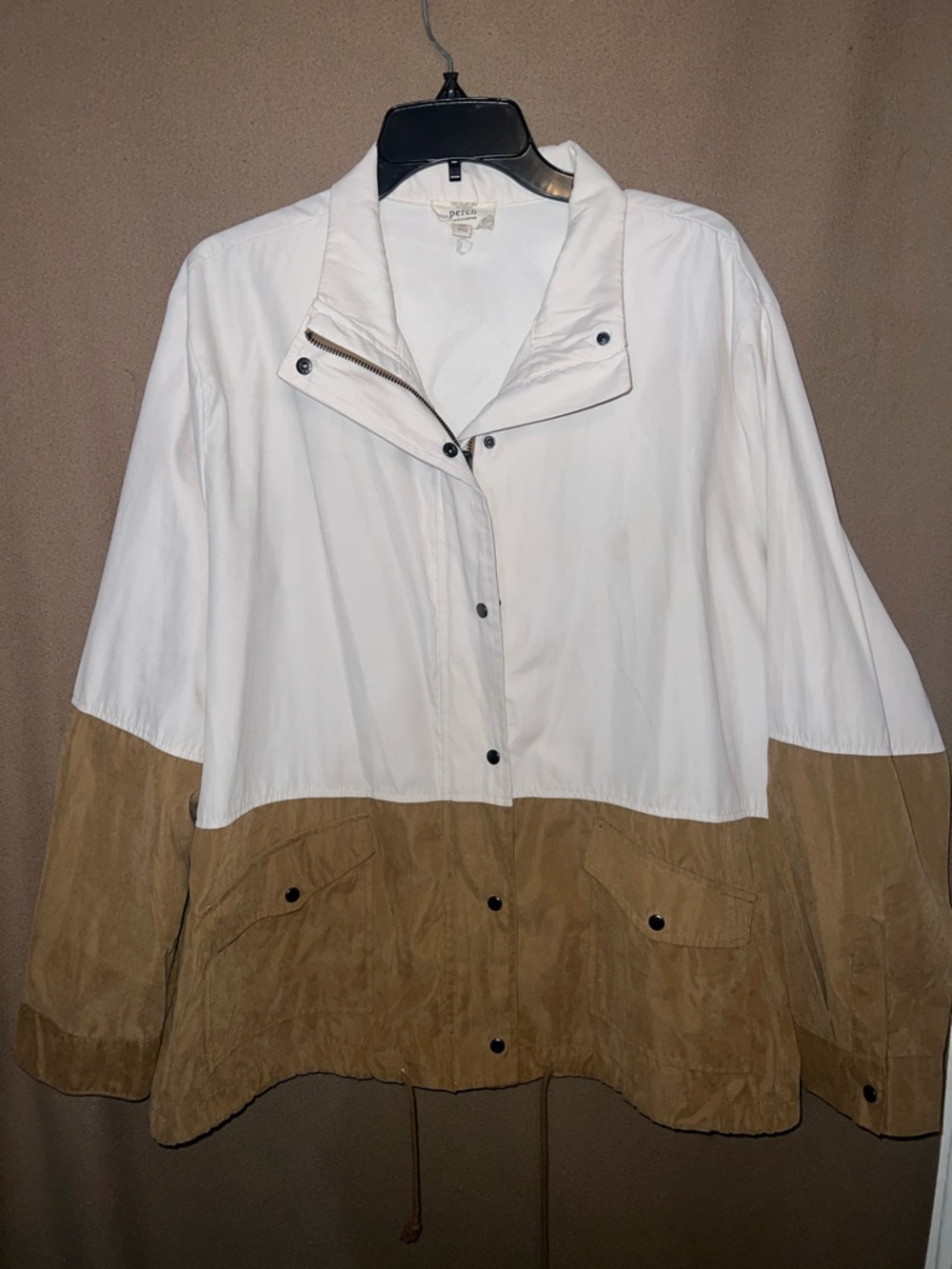 Two-Tone Utility Jacket in White and Tan - Lightweight Layer